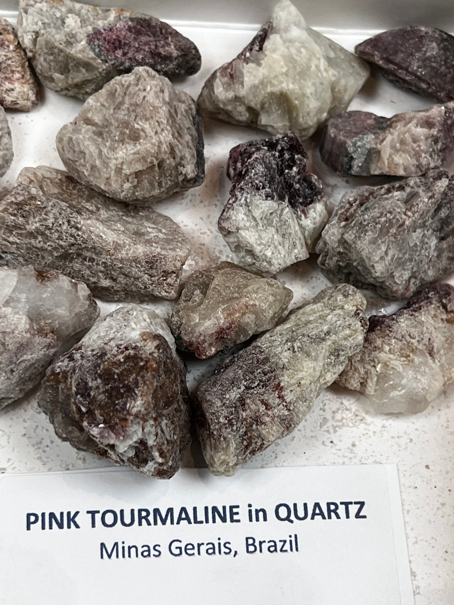Pink Tourmalines in Quartz Raw